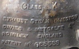 Class K, Exhaust Steam Injector, Davies & Metcalfe Ltd, Romiley, England